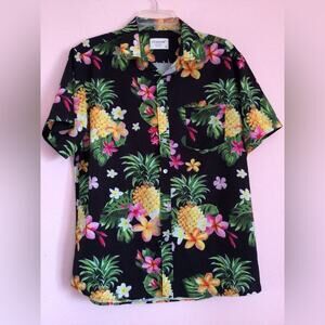 Fohemr Mens pineapple tropical Button Down Shirt size medium